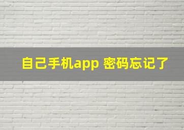 自己手机app 密码忘记了